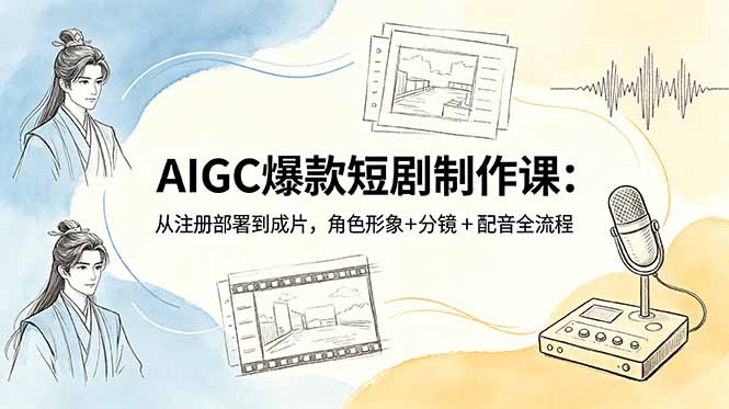 AIGC爆款短剧制作课：从注册部署到成片，角色形象+分镜+配音全流程-创业资源网 | 精品设计与工具分享平台