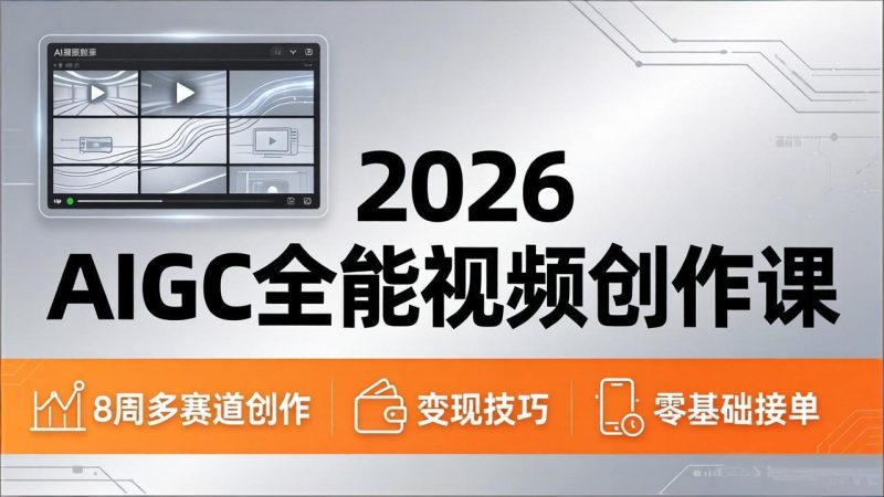 2026AIGC全能视频创作课，8周吃透多赛道创作+变现，零基础也能高效出片接单-创业资源网 | 精品设计与工具分享平台