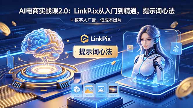 AI 电商实战课2.0｜LinkPix 从入门到精通，提示词心法 + 数字人广告，低成本出片-创业资源网 | 精品设计与工具分享平台