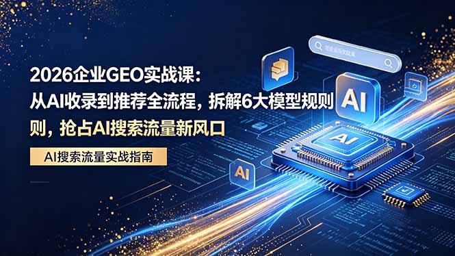 2026 企业GEO实战课：从AI收录到推荐全流程，拆解6大模型规则，抢占 AI 搜索流量新风口-创业资源网 | 精品设计与工具分享平台
