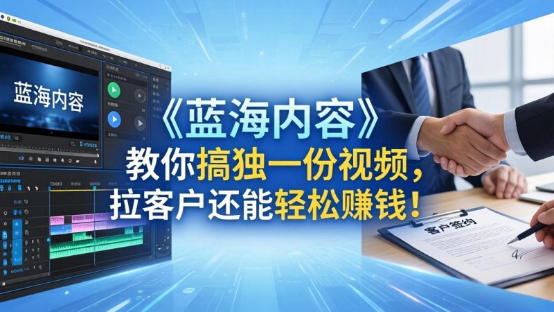 做视频卷不动了？《蓝海内容》教你搞独一份视频，拉客户还能轻松赚钱！-创业资源网 | 精品设计与工具分享平台