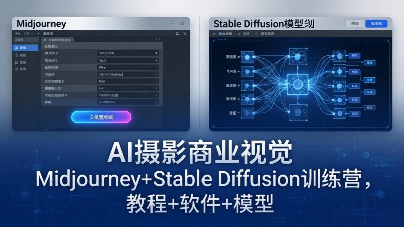 AI摄影商业视觉Midjourney+Stable Diffusion训练营，教程+软件+模型-创业资源网 | 精品设计与工具分享平台