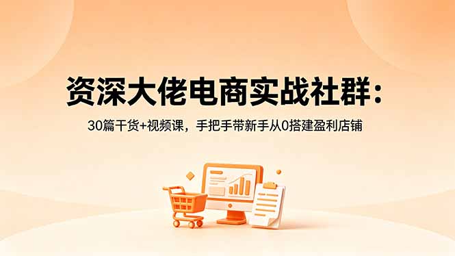 资深大佬电商实战社群：30篇干货+视频课，手把手带新手从0搭建盈利店铺-创业资源网 | 精品设计与工具分享平台