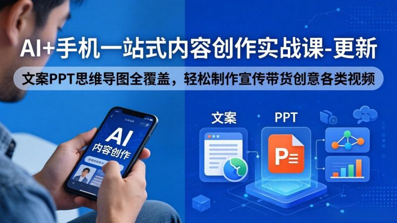 AI+手机一站式内容创作实战课-更新,文案PPT思维导图全覆盖,轻松制作宣传带货创意各类视频-创业资源网 | 精品设计与工具分享平台
