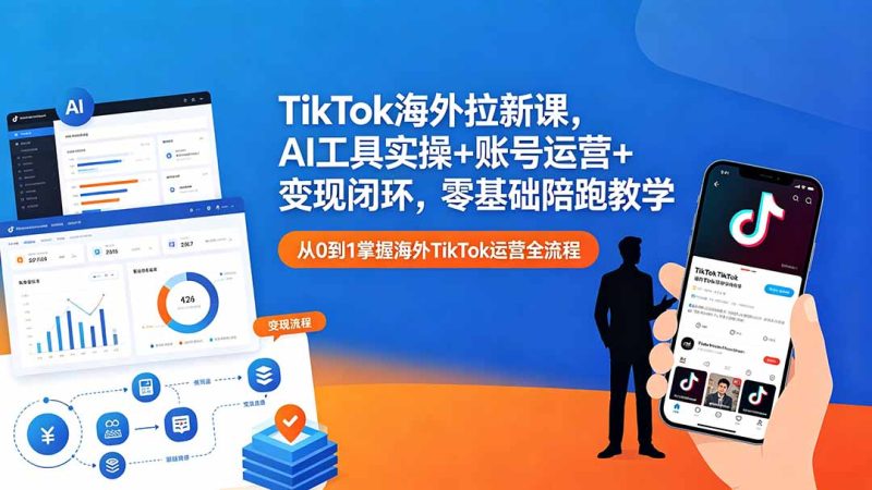 TikTok海外拉新课,AI工具实操+账号运营+变现闭环,零基础陪跑教学-创业资源网 | 精品设计与工具分享平台