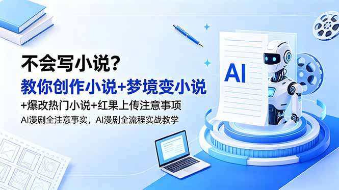 不会写小说？教你创作小说+梦境变小说+爆改热门小说+红果上传注意事项，AI漫剧全流程实战教学-创业资源网 | 精品设计与工具分享平台