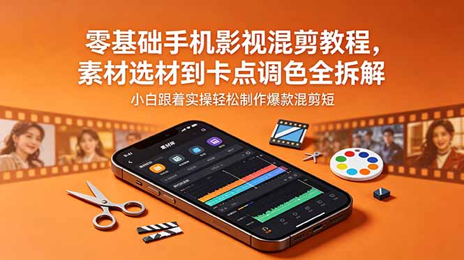 零基础手机影视混剪教程，素材选材到卡点调色全拆解，小白跟着实操轻松制作爆款混剪短片-创业资源网 | 精品设计与工具分享平台