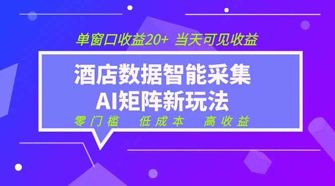 2026酒店数据采集ai智能矩阵新风口 低成本 高收益 当天见收益 单窗口20+-创业资源网 | 精品设计与工具分享平台
