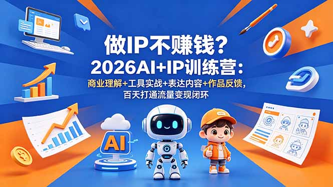 做IP不赚钱?2026AI+IP训练营:商业理解+工具实战+表达内容+作品反馈,百天打通流量变现闭环-创业资源网 | 精品设计与工具分享平台