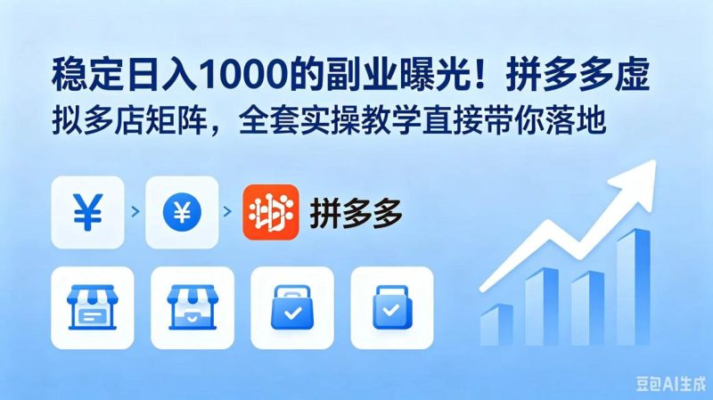 稳定日入 1000 的副业曝光!拼多多虚拟多店矩阵,全套实操教学直接带你落地-创业资源网 | 精品设计与工具分享平台