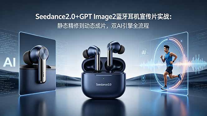 Seedance2.0+GPT Image2蓝牙耳机宣传片实战：静态精修到动态成片，双AI引擎全流程-创业资源网 | 精品设计与工具分享平台