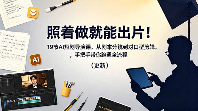 照着做就能出片！19节AI短剧导演课，从剧本分镜到对口型剪辑，手把手带你跑通全流程（更新）-创业资源网 | 精品设计与工具分享平台