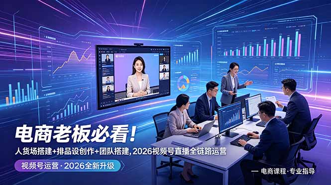 电商老板必看!人货场搭建+排品设计+素材创作+团队搭建,2026视频号直播全链路运营-创业资源网 | 精品设计与工具分享平台