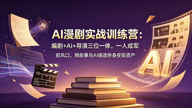 AI漫剧实战训练营：编剧+AI+导演三位一体，一人成军 驭风口，用故事与AI铸造终身变现资产-创业资源网 | 精品设计与工具分享平台