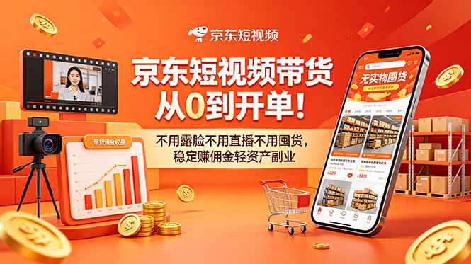 京东短视频带货从0到开单!不用露脸不用直播不用囤货,稳定赚佣金轻资产副业-创业资源网 | 精品设计与工具分享平台