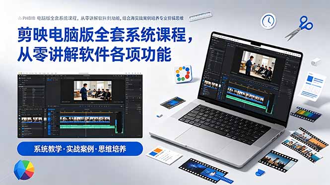 剪映电脑版全套系统课程,从零讲解软件各项功能,结合海量实战案例培养专业剪辑思维-创业资源网 | 精品设计与工具分享平台
