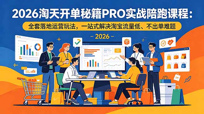 2026淘天开单秘籍PRO实战陪跑课程：全套落地运营玩法，一站式解决淘宝流量低、不出单难题-创业资源网 | 精品设计与工具分享平台