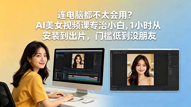 连电脑都不太会用？AI美女视频课专治小白，1小时从安装到出片，门槛低到没朋友-创业资源网 | 精品设计与工具分享平台