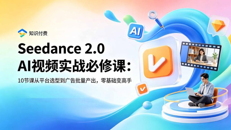 Seedance 2.0 AI视频实战必修课：10节课从平台选型到广告批量产出，零基础变高手-创业资源网 | 精品设计与工具分享平台