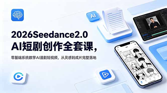 2026Seedance2.0AI短剧创作全套课，零基础系统教学AI漫剧短视频，从灵感到成片完整落地-创业资源网 | 精品设计与工具分享平台