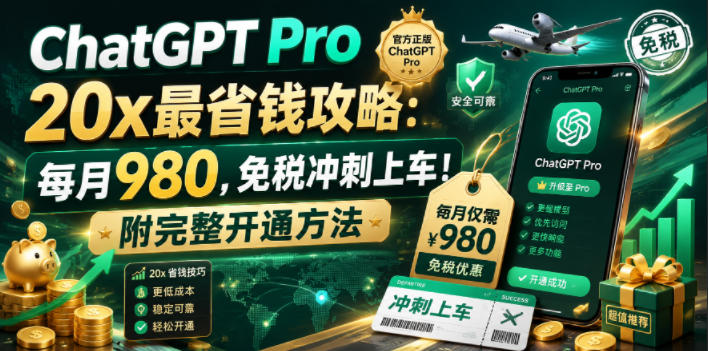 ChatGPT Pro 20x 最省钱攻略：每月980，免税冲刺上车！附完整开通方法-创业资源网 | 精品设计与工具分享平台