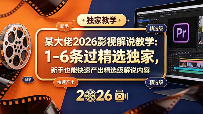 某大佬2026影视解说教学：1-6条过精选独家，新手也能快速产出精选级解说内容-创业资源网 | 精品设计与工具分享平台