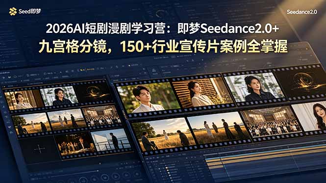 2026AI短剧漫剧学习营：即梦Seedance2.0+九宫格分镜，150+行业宣传片案例全掌握-创业资源网 | 精品设计与工具分享平台