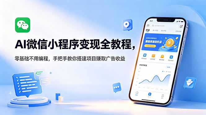 AI微信小程序变现全教程，零基础不用编程，手把手教你搭建项目赚取广告收益-创业资源网 | 精品设计与工具分享平台