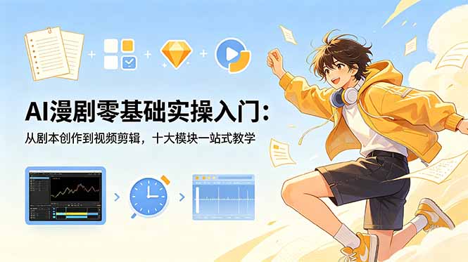 AI漫剧零基础实操入门：从剧本创作到视频剪辑，十大模块一站式教学-创业资源网 | 精品设计与工具分享平台