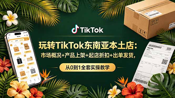 玩转TikTok东南亚本土店：市场概况+产品上架+起店折扣+出单发货，从0到1全套实操教学-创业资源网 | 精品设计与工具分享平台