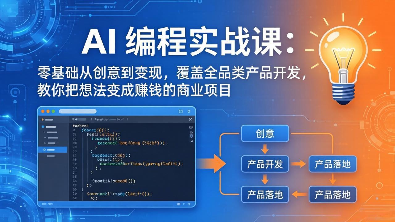 AI编程实战课-第三期-6月更新：零基础从创意到变现，覆盖全品类产品开发，把想法变成赚钱项目