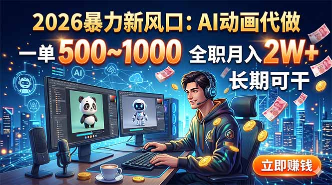 2026暴力新风口：AI动画代做，一单500~1000，全职月入2W+，长期可干-创业资源网 | 精品设计与工具分享平台