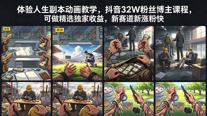 体验人生副本动画教学， 抖音32W粉丝博主课程，可做精选独家收益，新赛道新涨粉快-创业资源网 | 精品设计与工具分享平台