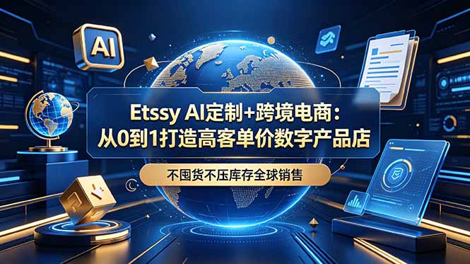 Etsy AI定制+跨境电商：从0到1打造高客单价数字产品店，不囤货不压库存全球销售-创业资源网 | 精品设计与工具分享平台
