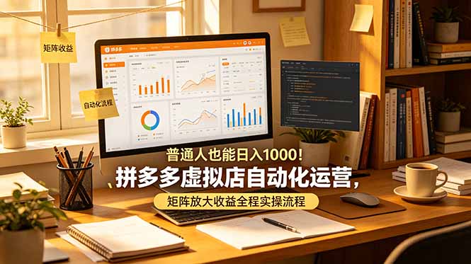 普通人也能日入 1000！拼多多虚拟店自动化运营，矩阵放大收益全程实操流程-创业资源网 | 精品设计与工具分享平台