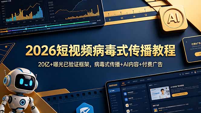 2026短视频病毒式传播教程：20亿+曝光已验证框架，病毒式传播+AI内容+付费广告-创业资源网 | 精品设计与工具分享平台