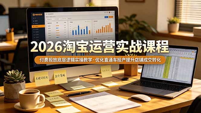 2026 淘宝运营实战课程，付费投放底层逻辑实操教学，优化直通车投产提升店铺成交转化-创业资源网 | 精品设计与工具分享平台