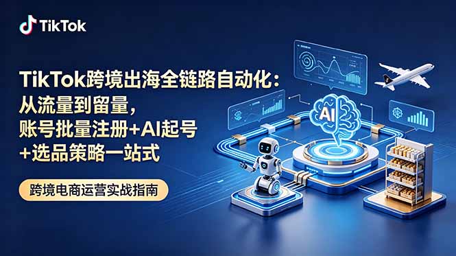 TikTok跨境出海全链路自动化：从流量到留量，账号批量注册+AI起号+选品策略一站式-创业资源网 | 精品设计与工具分享平台