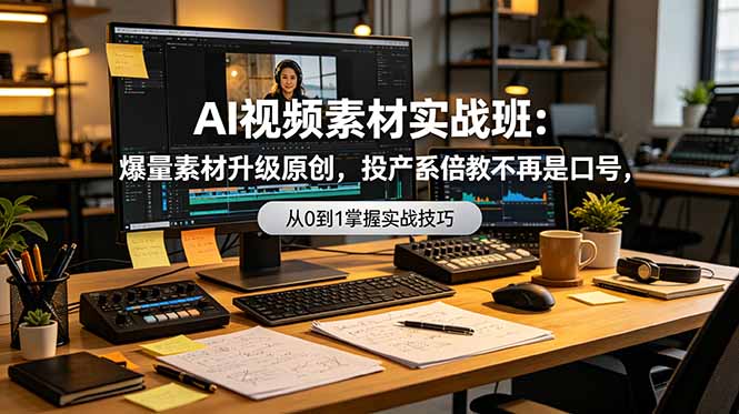 AI视频素材实战班：爆量素材升级原创，投产翻倍不再是口号，0-1系统教学实战落地-创业资源网 | 精品设计与工具分享平台