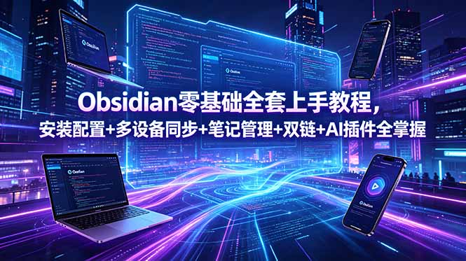 Obsidian零基础全套上手教程，安装配置+多设备同步+笔记管理+双链+AI插件全掌握-创业资源网 | 精品设计与工具分享平台
