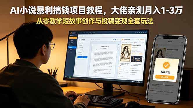 AI小说暴利搞钱项目教程,大佬亲测月入1-3万,从零教学短故事创作与投稿变现全套玩法-创业资源网 | 精品设计与工具分享平台