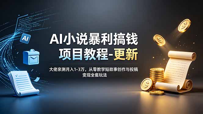 AI小说暴利搞钱项目教程-更新，大佬亲测月入1-3万，从零教学短故事创作与投稿变现全套玩法-创业资源网 | 精品设计与工具分享平台