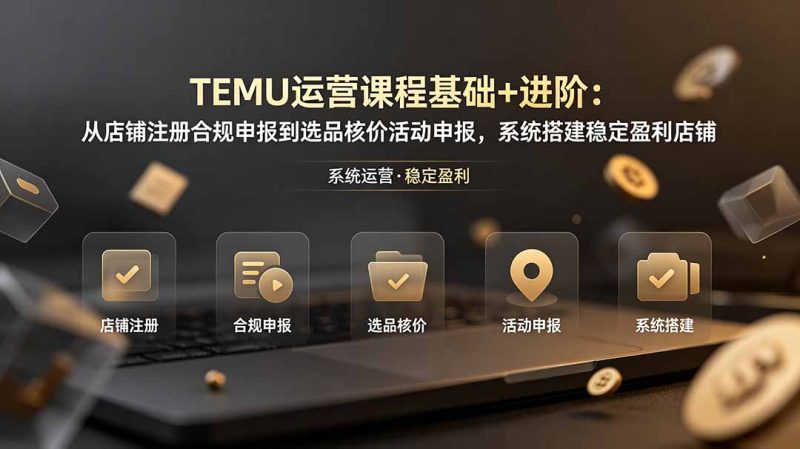 TEMU运营课程（基础+进阶）：从店铺注册合规申报到选品核价活动申报，系统搭建稳定盈利店铺-创业资源网 | 精品设计与工具分享平台