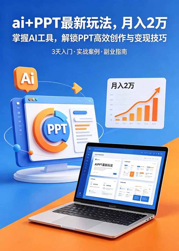 ai+PPT最新玩法,月入2万掌握AI工具,解锁PPT高效创作与变现技巧3天入门,实战案例·副业指南-创业资源网 | 精品设计与工具分享平台
