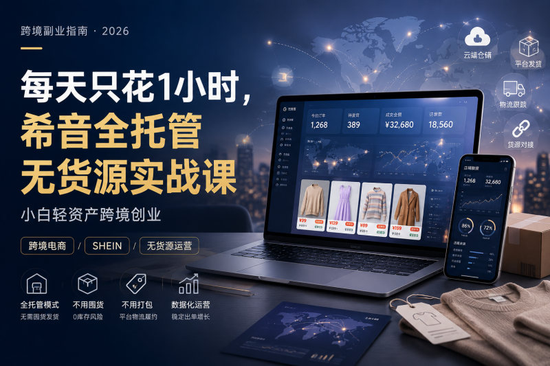 每天只花1小时，不用囤货不用打包，希音全托管无货源保姆教程，小白也能轻松赚第一桶金-创业资源网 | 精品设计与工具分享平台