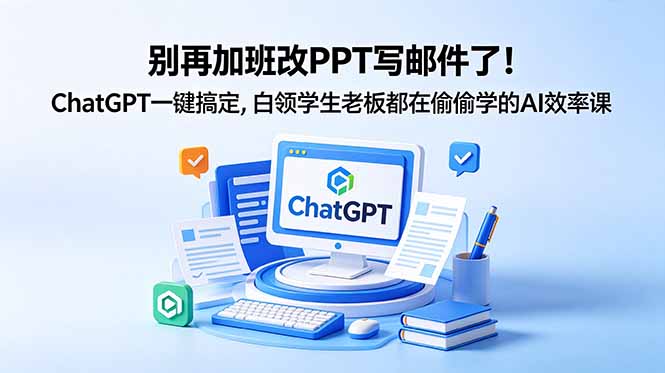 别再加班改PPT写邮件了!ChatGPT一键搞定,白领学生老板都在偷偷学的AI效率课-创业资源网 | 精品设计与工具分享平台