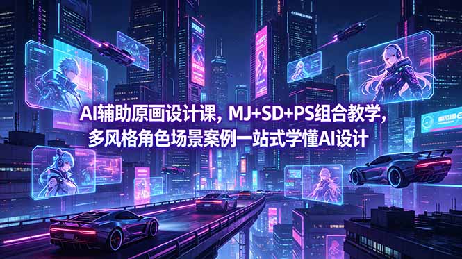 AI辅助原画设计课，MJ+SD+PS组合教学，多风格角色场景案例一站式学懂AI设计-创业资源网 | 精品设计与工具分享平台