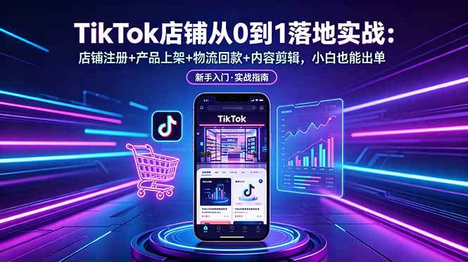 TikTok店铺从0到1落地实战：店铺注册+产品上架+物流回款+内容剪辑，小白也能出单-创业资源网 | 精品设计与工具分享平台
