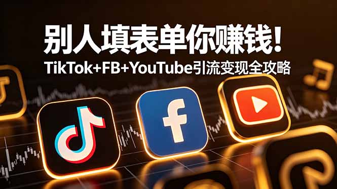 别人填表单你赚钱！TikTok+FB+YouTube 引流变现全攻略【原创双语字幕】-创业资源网 | 精品设计与工具分享平台