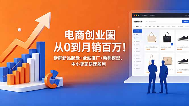 电商创业圈从0到月销百万！拆解新品起盘+全站推广+动销模型，中小卖家快速盈利-创业资源网 | 精品设计与工具分享平台